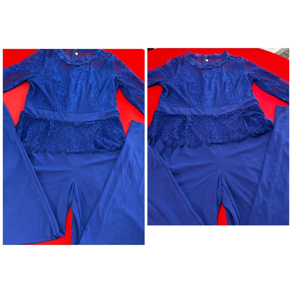 Blue Lace Detail Jumpsuit size XXL - Picture 8 of 15